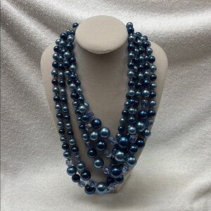 Multi-Strand Blue Beaded Vintage Necklace